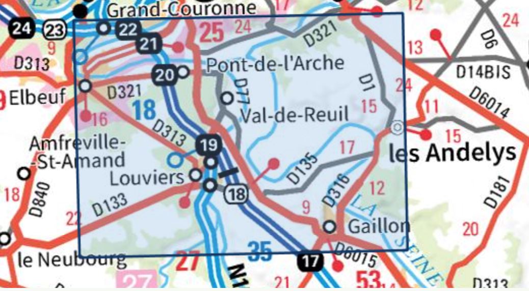 Carte TOP 25 n° 2012 OT - Forêt de Bord Louviers, Elbeuf, Les Andelys | IGN carte pliée IGN 