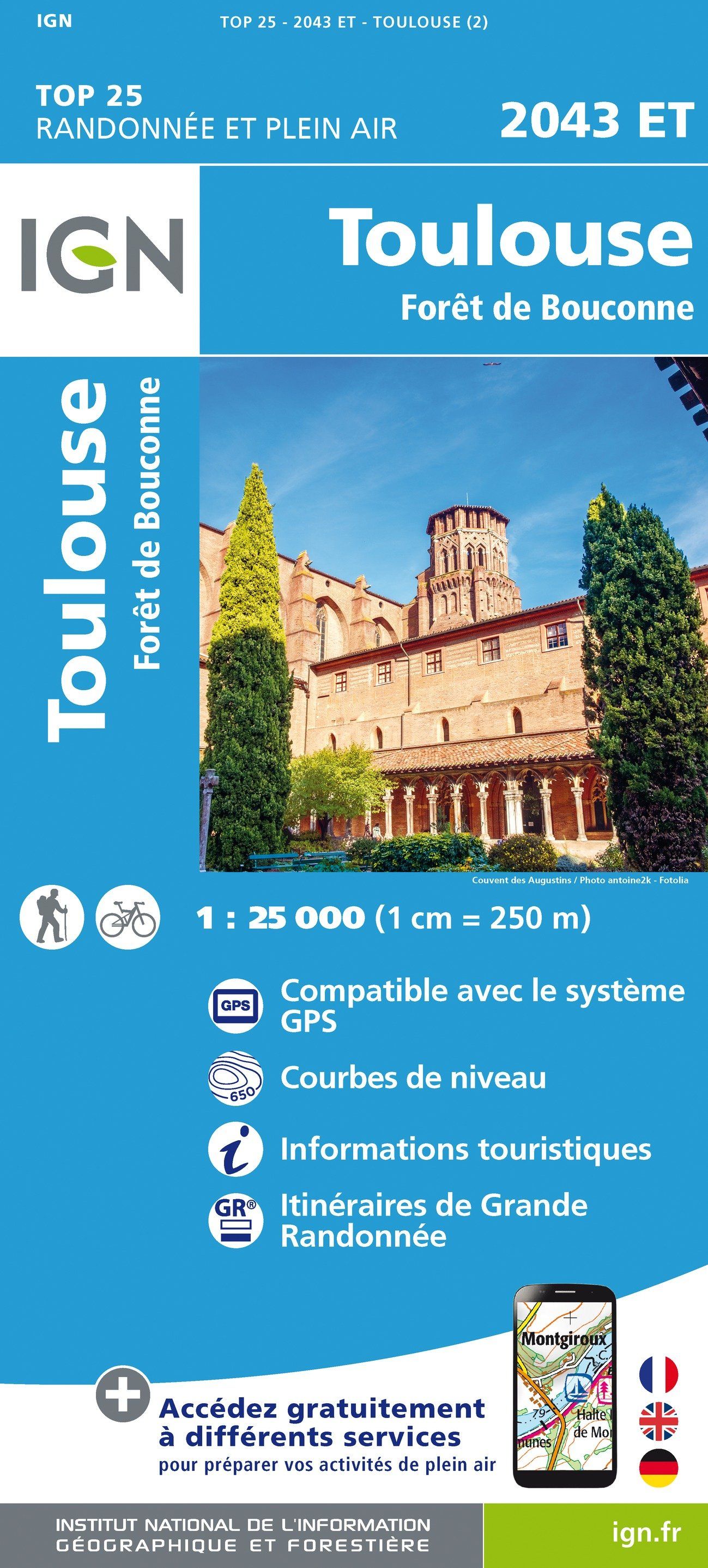 Carte TOP 25 n° 2043 ET - Toulouse, Forêt de Bouconne | IGN carte de randonnée IGN