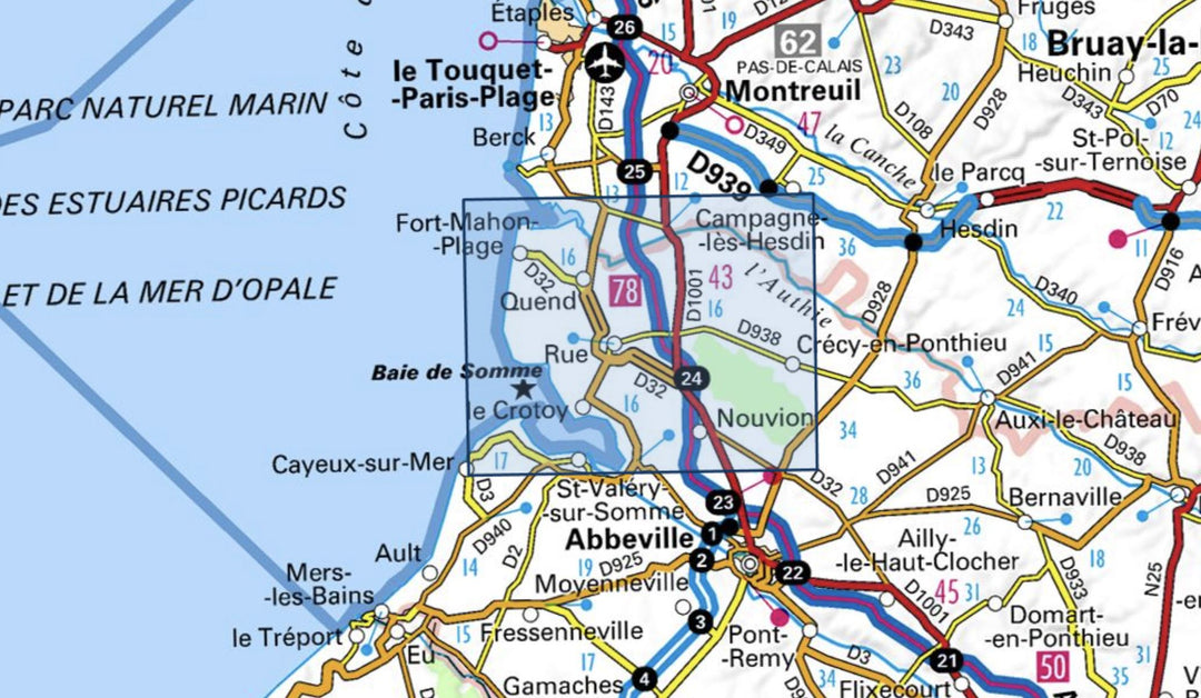 Carte TOP 25 n° 2106 ET - Baie de Somme, Le Crotoy, Fort-Mahon-Plage | IGN - La Compagnie des Cartes
