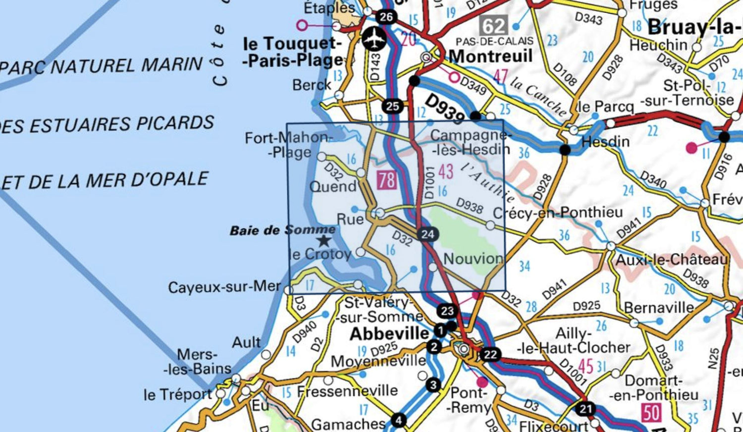 Carte TOP 25 n° 2106 ET - Baie de Somme, Le Crotoy, Fort-Mahon-Plage | IGN carte de randonnée IGN