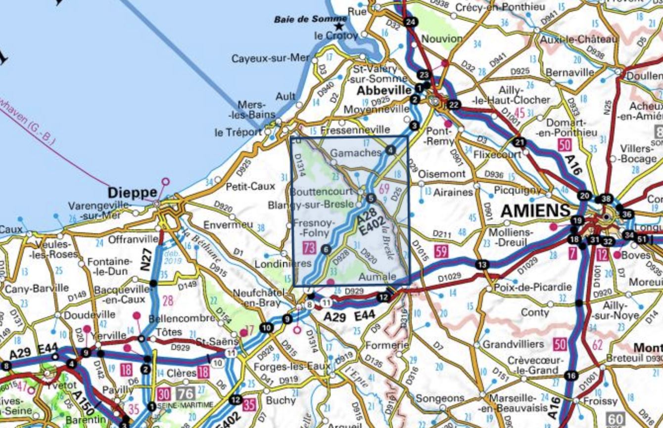 Carte TOP 25 n° 2108 OT - Forêt d'Eu, Blangy-sur-Bresle, Gamaches | IGN carte de randonnée IGN