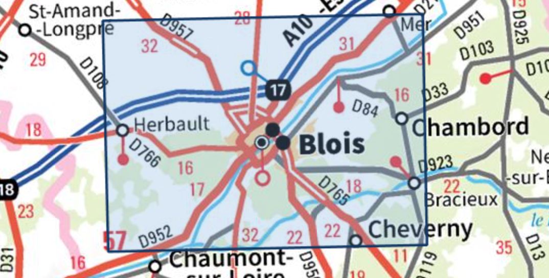 Carte TOP 25 n° 2121 OT - Blois, Chambord, Cheverny | IGN carte de randonnée IGN