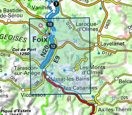 Carte TOP 25 n° 2147 ET - Foix, Tarascon sur Ariège (PNR des Pyrénées Ariégeoises) | IGN carte pliée IGN 