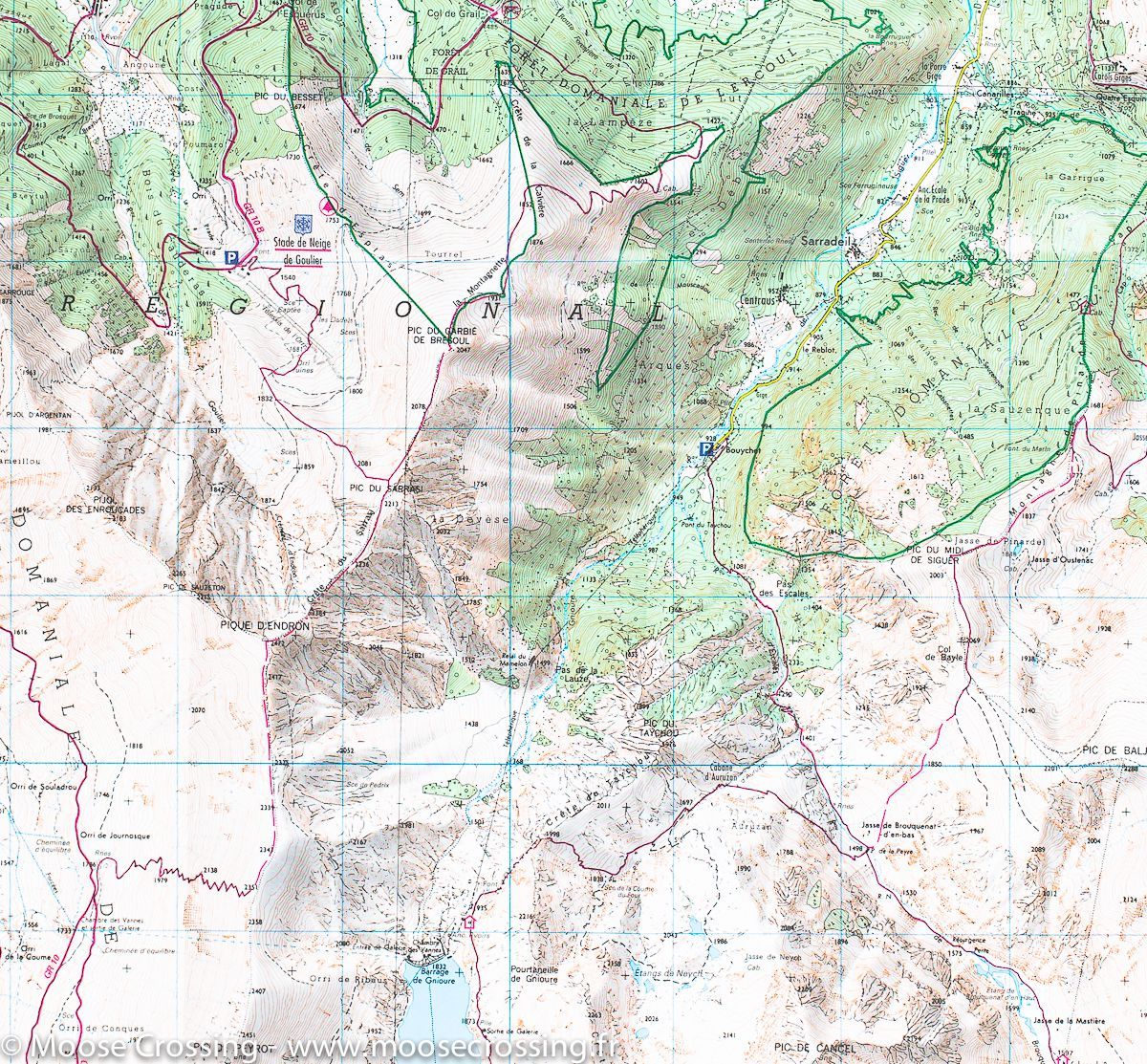 Carte TOP 25 n° 2148 OT - Vicdessos, Pique d'Estats & Pic du Montcalm (Pyrénées) | IGN carte de randonnée IGN