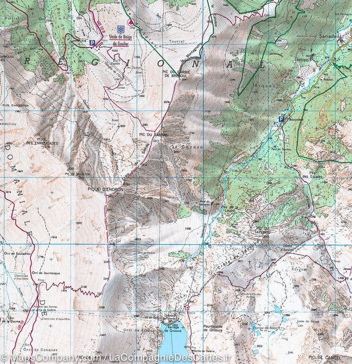 Carte IGN TOP 25 n° 2148 OTR (résistante) - Vicdessos, Pique d'Estats & Pic du Montcalm (Pyrénées) - La Compagnie des Cartes