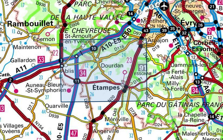 Carte TOP 25 n° 2216 ET - Etampes, Dourdan | IGN carte pliée IGN 