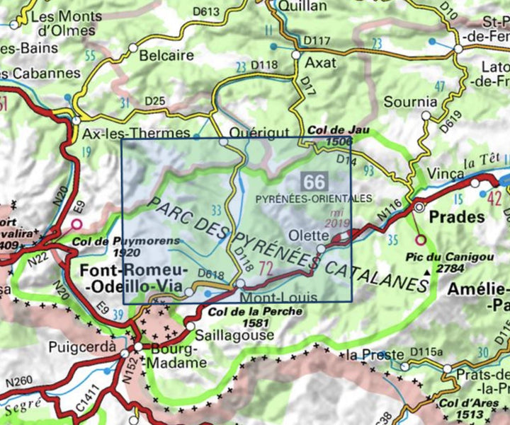 Carte TOP 25 n° 2249 ET - Font-Romeu & Capcir (Pyrénées) | IGN - La Compagnie des Cartes