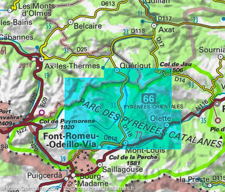Carte TOP 25 n° 2249 ETR (résistante) - Font-Romeu, Capcir (Pyrénées) | IGN - La Compagnie des Cartes