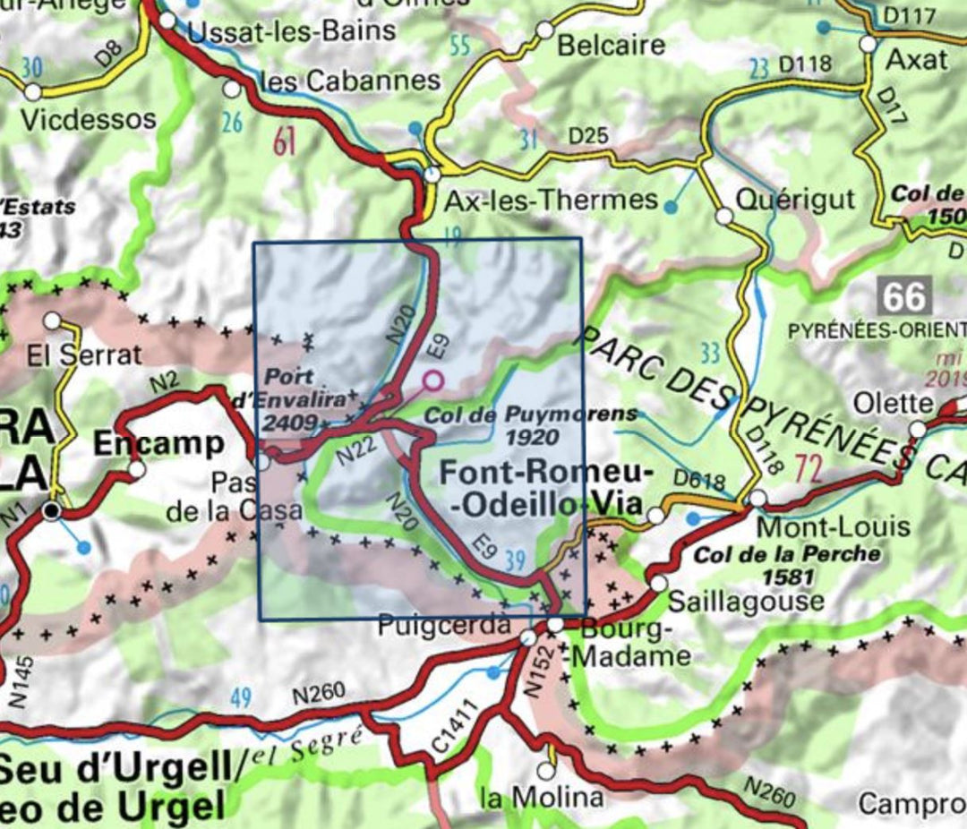 Carte TOP 25 n° 2249 OT - Bourg-Madame, Col de Puymorens & Pic Carlit (Pyrénées) | IGN - La Compagnie des Cartes