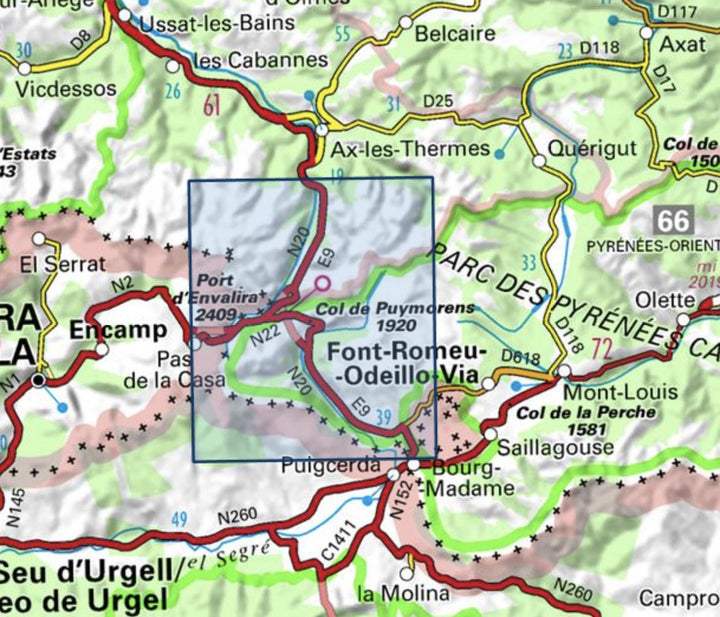 Carte TOP 25 n° 2249 OT - Bourg-Madame, Col de Puymorens & Pic Carlit (Pyrénées) | IGN - La Compagnie des Cartes
