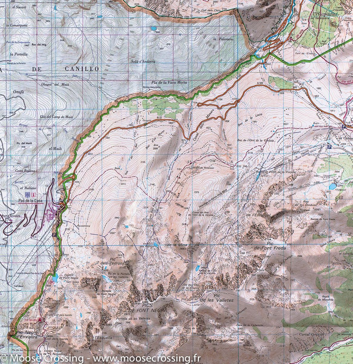 Carte TOP 25 n° 2249 OT - Bourg-Madame, Col de Puymorens & Pic Carlit (Pyrénées) | IGN carte de randonnée IGN