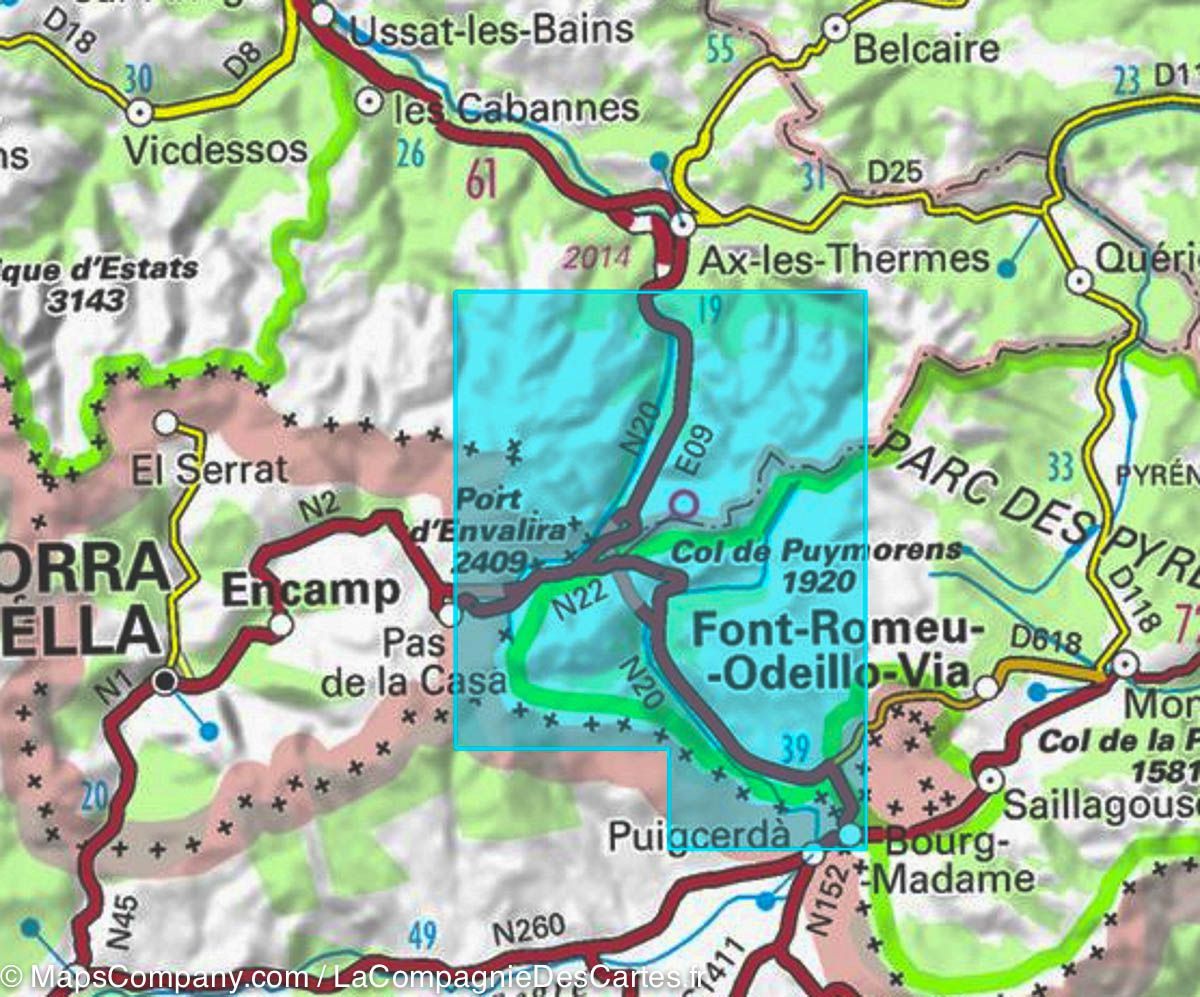 Carte TOP 25 n° 2249 OTR (résistante) - Bourg Madame, Col de Puymorens & Pic Carlit (Pyrénées) | IGN carte de randonnée IGN