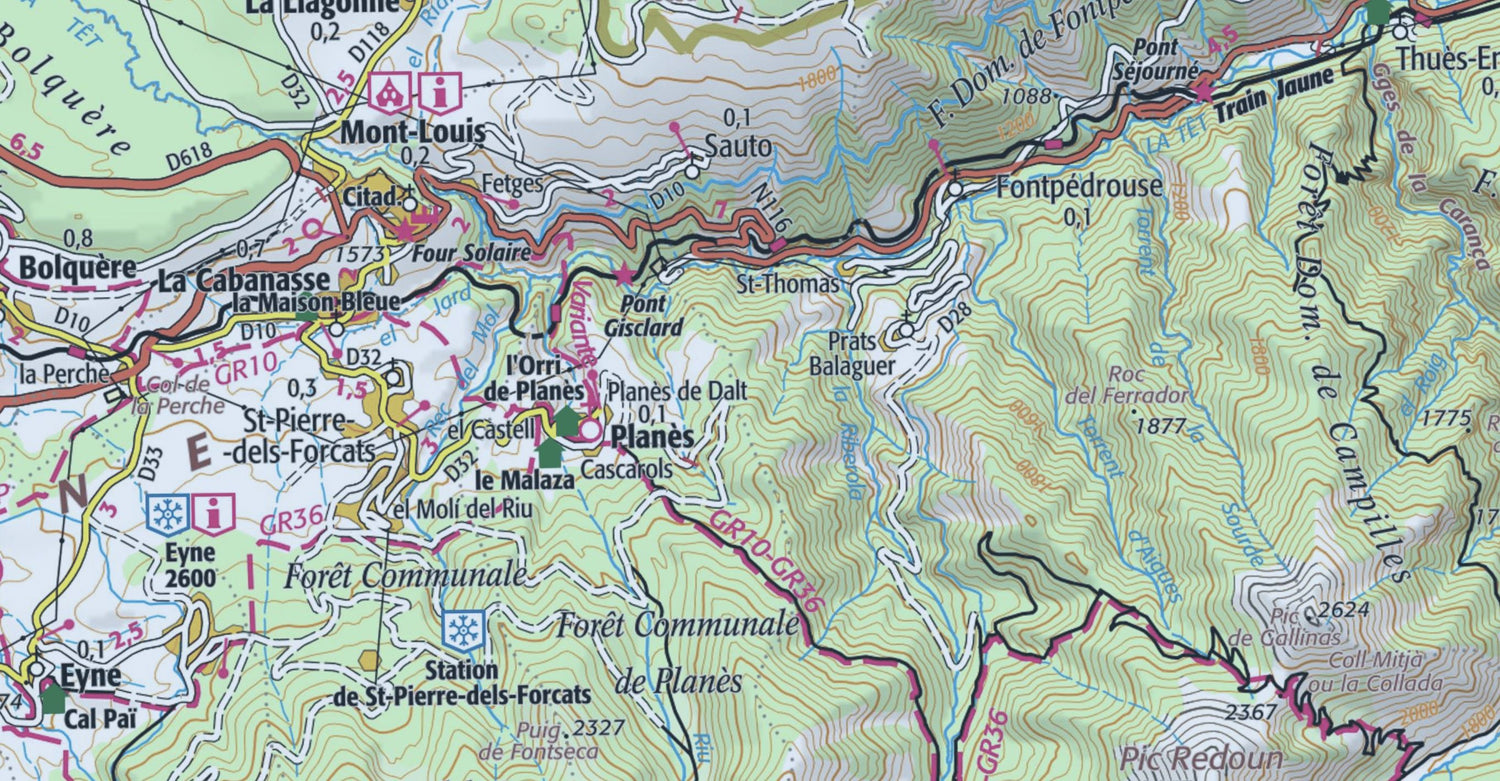 Carte TOP 25 n° 2250 ET - Bourg Madame, Mont-Louis & Col de la Perche | IGN carte de randonnée IGN