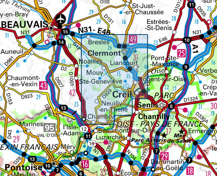 Carte TOP 25 n° 2312 ET - Clermont, Creil, Forêt de Hez-Froidmont | IGN carte pliée IGN 