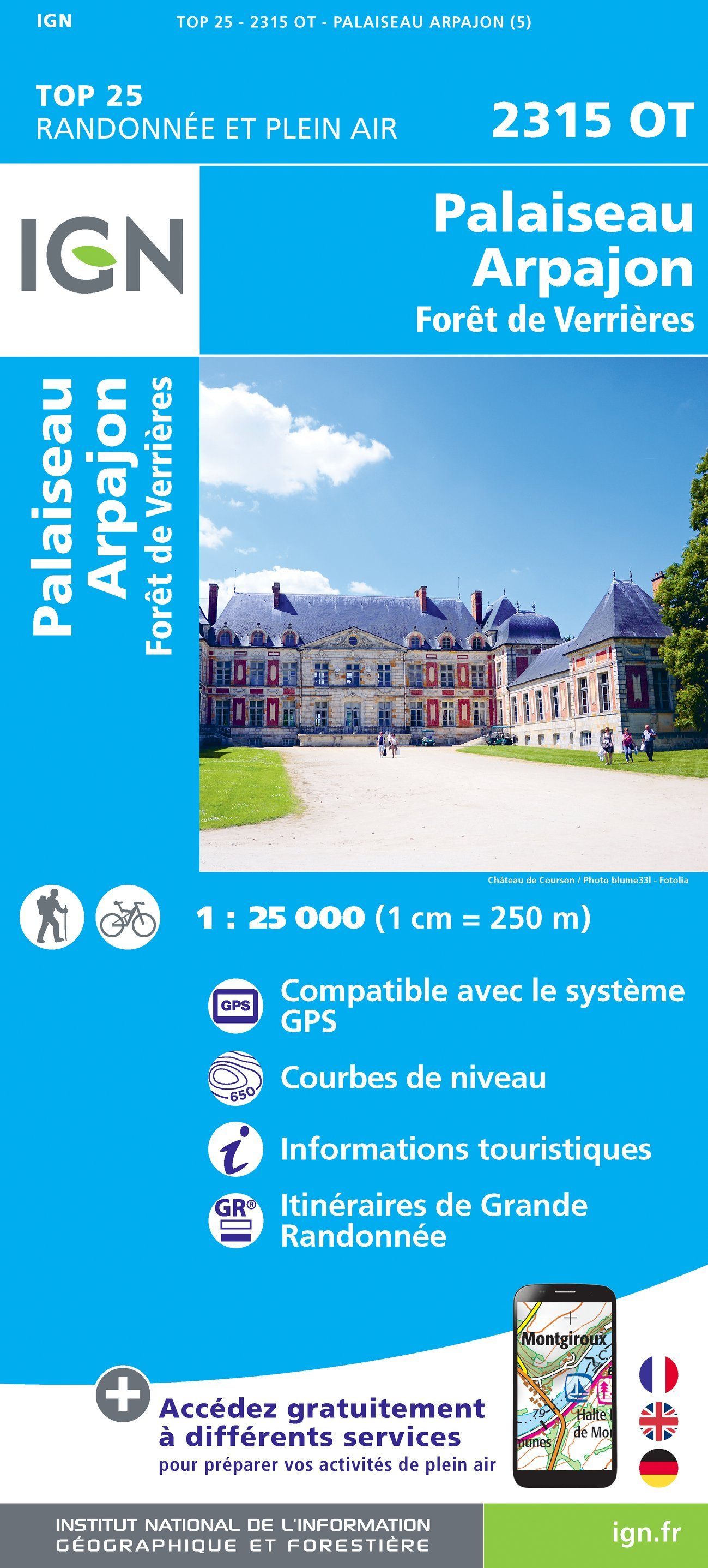 Carte TOP 25 n° 2315 OT - Palaiseau, Arpajon, Forêt de Verrières | IGN carte de randonnée IGN