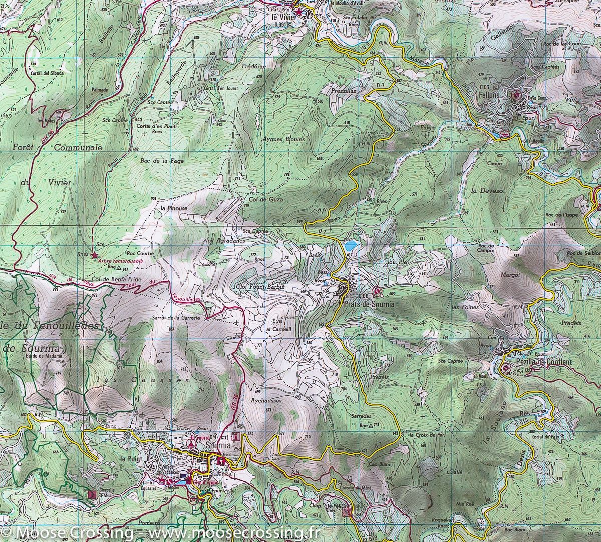 Carte TOP 25 n° 2348 ET - Prades et St Paul de Fenouillet (Pyrénées) | IGN carte de randonnée IGN