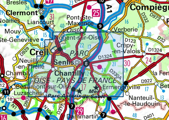 Carte TOP 25 n° 2412 OT - Forêts de Chantilly, d'Halatte et d'Ermenonville | IGN carte de randonnée IGN