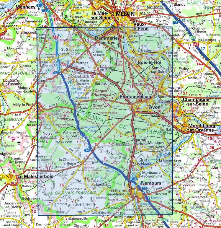 Carte TOP 25 n° 2417 OT - Forêt de Fontainebleau & Forêt des trois Pignons | IGN - La Compagnie des Cartes