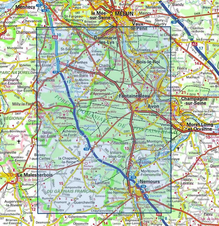Carte TOP 25 n° 2417 OT - Forêt de Fontainebleau & Forêt des trois Pignons | IGN - La Compagnie des Cartes