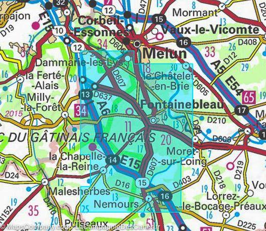 Carte TOP 25 n° 2417 OTR (Résistante) - Forêt de Fontainebleau & Forêt des Trois Pignons | IGN carte de randonnée IGN