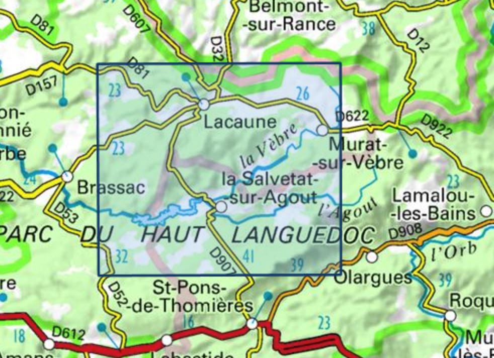 Carte TOP 25 n° 2443 ET - Monts de Lacaune, La Salvetat-sur-Agout, PNR du Haut-Languedoc | IGN carte de randonnée IGN