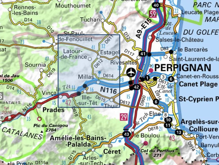 Carte TOP 25 n° 2448 OT - Thuir & Ille-sur-Têt (Pyrénées Orientales) | IGN - La Compagnie des Cartes