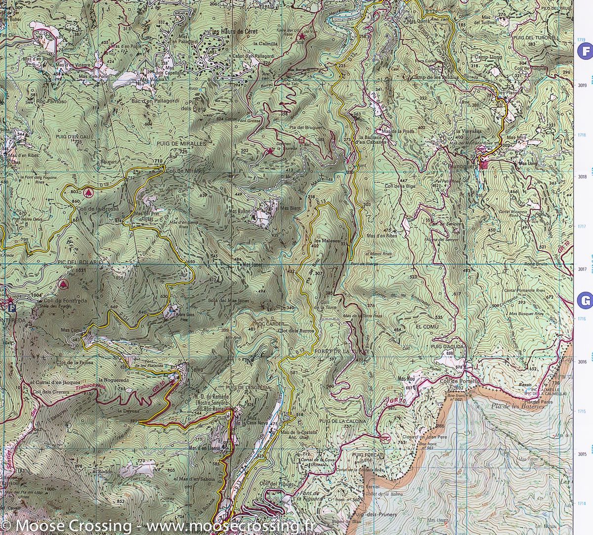 Carte TOP 25 n° 2449 OT - Céret, Amélie les Bains, Palalda & Vallée du Tech (Pyrénées Orientales) carte de randonnée IGN