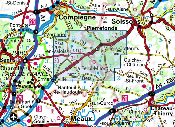 Carte TOP 25 n° 2512 OT - Villers-Cotterêts, Forêt de Retz | IGN carte pliée IGN 