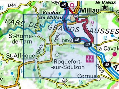 Carte TOP 25 n° 2541 OT - Millau, Saint Affrique & PNR des Grands Causses | IGN carte de randonnée IGN