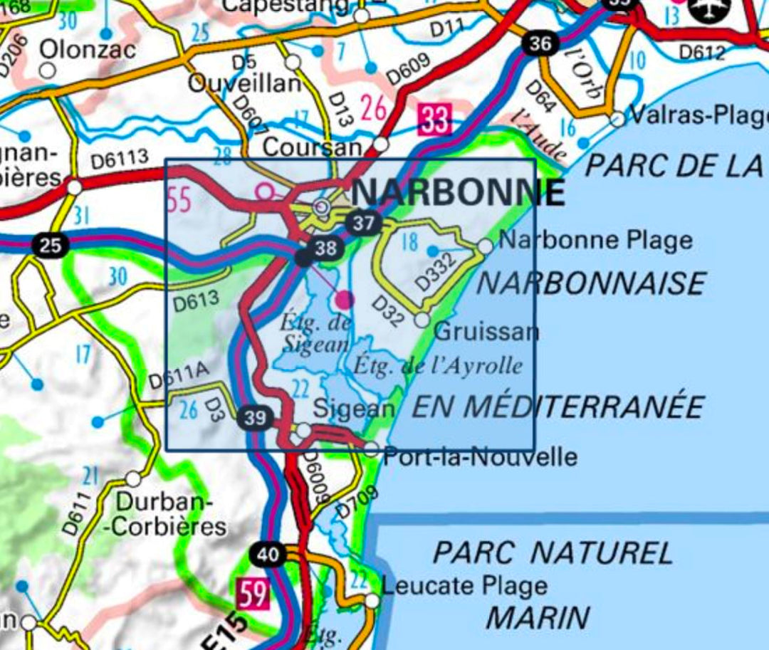 Carte TOP 25 n° 2546 OT - Narbonne | IGN carte pliée IGN 