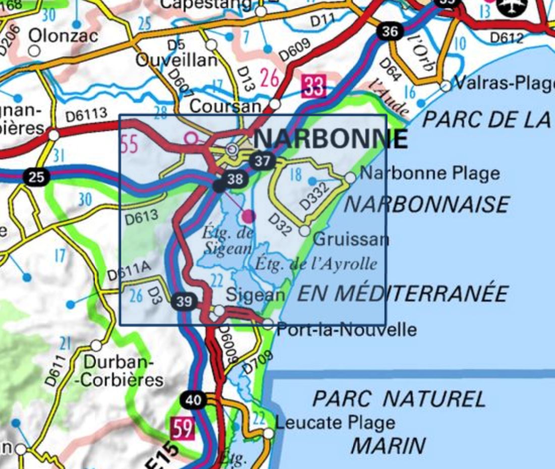 Carte TOP 25 n° 2546 OT - Narbonne | IGN carte de randonnée IGN