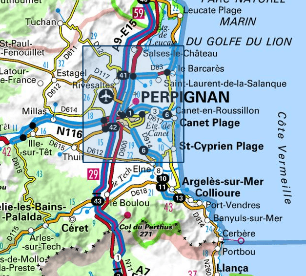 Carte TOP 25 n° 2548 OT - Perpignan, Plages du Roussillon | IGN carte pliée IGN 