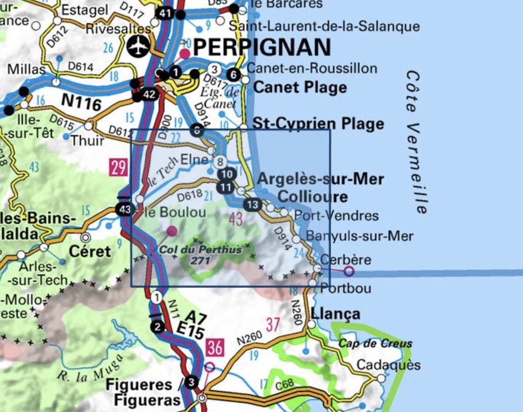 Carte TOP 25 n° 2549 OT - Banyuls, Col du Perthus & Côte Vermeille | IGN carte de randonnée IGN