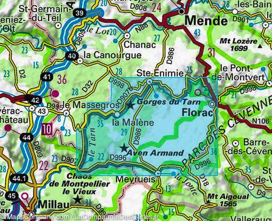 Carte TOP 25 n° 2640 OTR (résistante) - Gorges du Tarn et de la Jonte, Causse Méjan (PN des Cévennes) | IGN carte de randonnée IGN