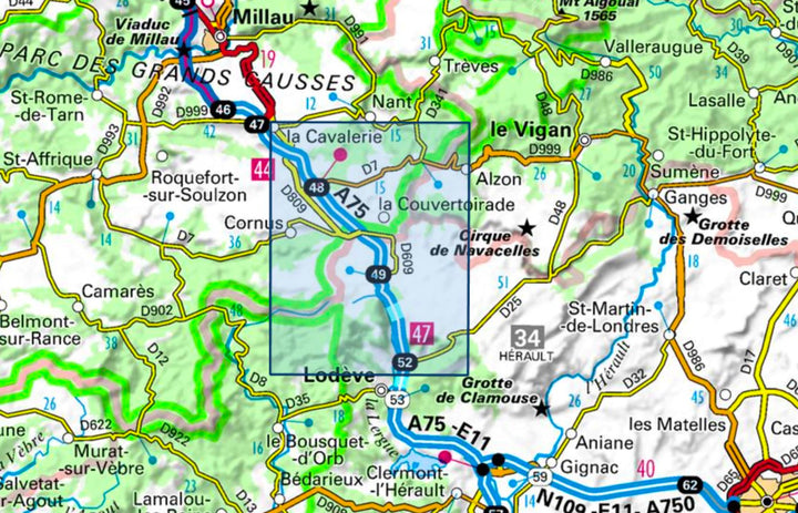 Carte TOP 25 n° 2642 OT - Le Caylar, La Couvertoirade, Cirque du Bout du Monde | IGN carte pliée IGN 