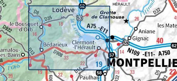 Carte TOP 25 n° 2643 OT - Lodève, Bédarieux, Lac du Salagou | IGN carte pliée IGN 