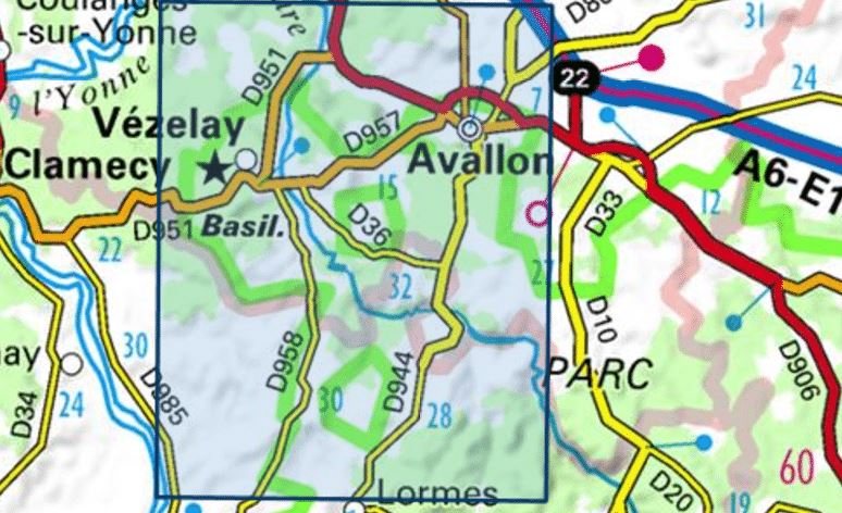 Carte TOP 25 n° 2722 ET - Avallon, Vézelay et PNR du Morvan | IGN carte de randonnée IGN