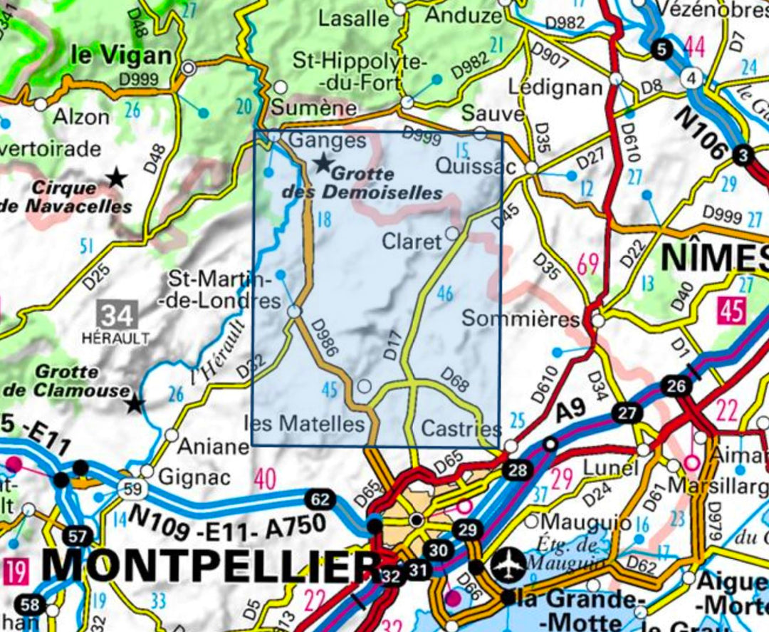 Carte TOP 25 n° 2742 ET - Ganges, St-Martin-de-Londres, Pic St-Loup | IGN carte pliée IGN 