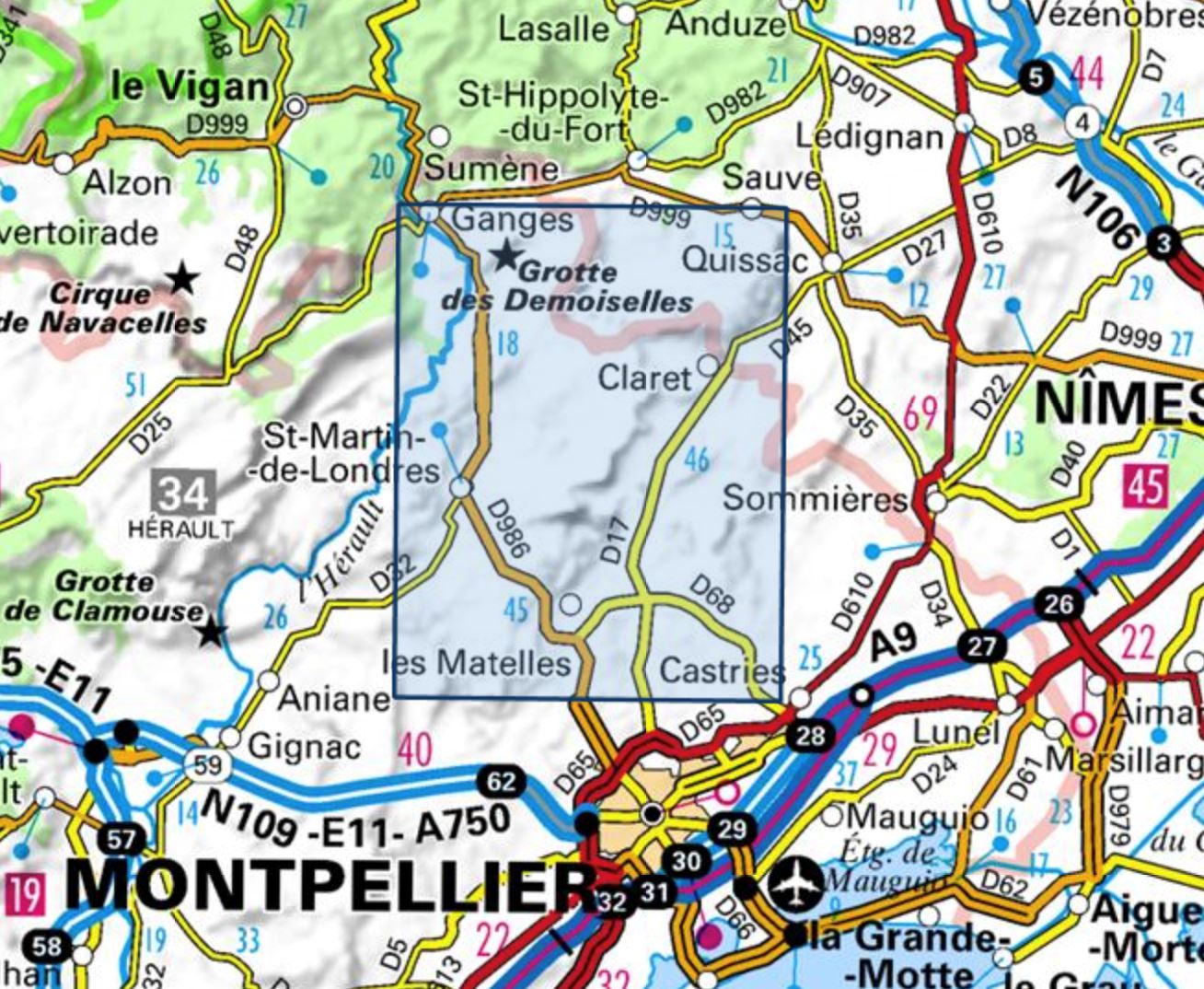 Carte TOP 25 n° 2742 ET - Ganges, St-Martin-de-Londres, Pic St-Loup | IGN carte de randonnée IGN