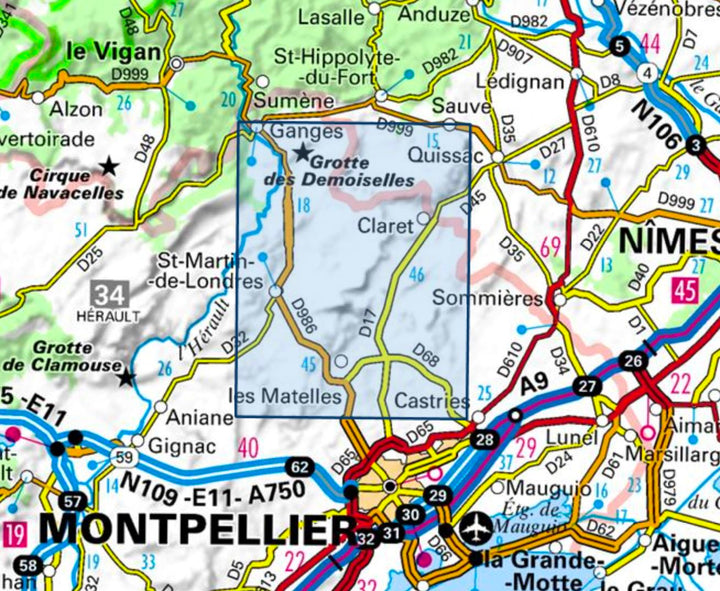 Carte TOP 25 n° 2742 ET - Ganges, St-Martin-de-Londres, Pic St-Loup | IGN carte pliée IGN 