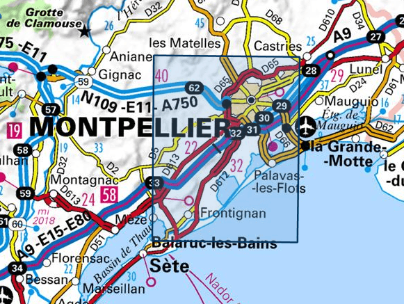Carte TOP 25 n° 2743 ET - Montpellier, Palavas-les-Flots | IGN carte de randonnée IGN