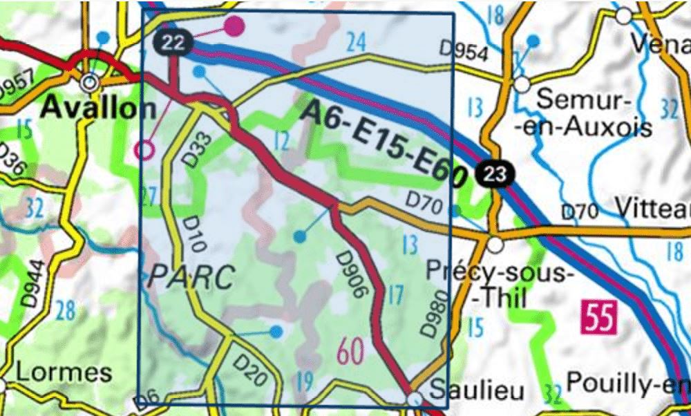 Carte TOP 25 n° 2822 OT - Quarré-Les-Tombes, Saulieu & PNR du Morvan | IGN carte de randonnée IGN