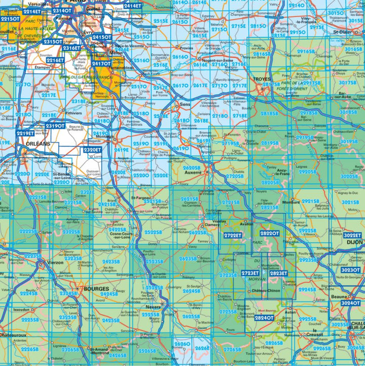 Carte TOP 25 n° 2823 ET - Saulieu, Lac des Settons & PNR du Morvan  | IGN - La Compagnie des Cartes