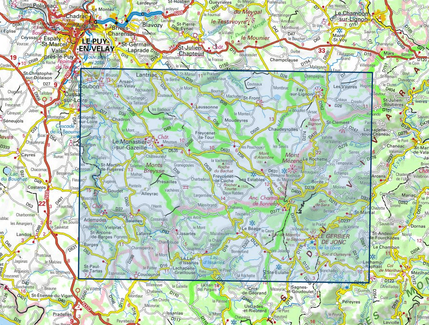 Carte TOP 25 n° 2836 OT - Gerbier de Jonc, Mézenc, Vivarais | IGN carte de randonnée IGN