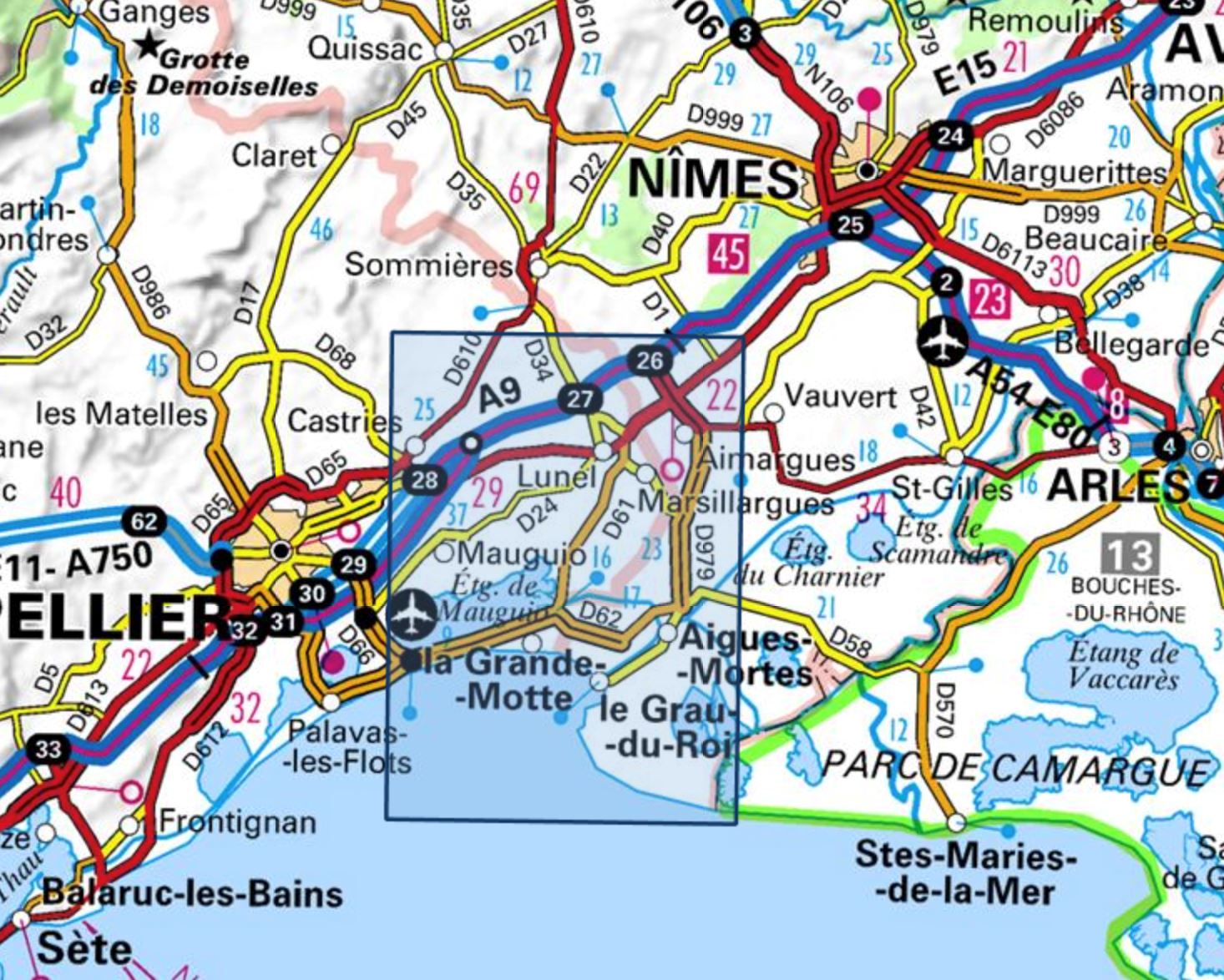 Carte TOP 25 n° 2843 OT - Aigues-Mortes, La Grande-Motte | IGN carte de randonnée IGN