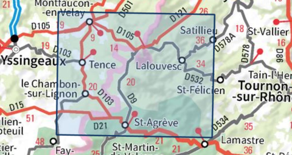 Carte TOP 25 n° 2935 OT - Le Chambon-sur-Lignon, Saint-Agrève | IGN carte de randonnée IGN