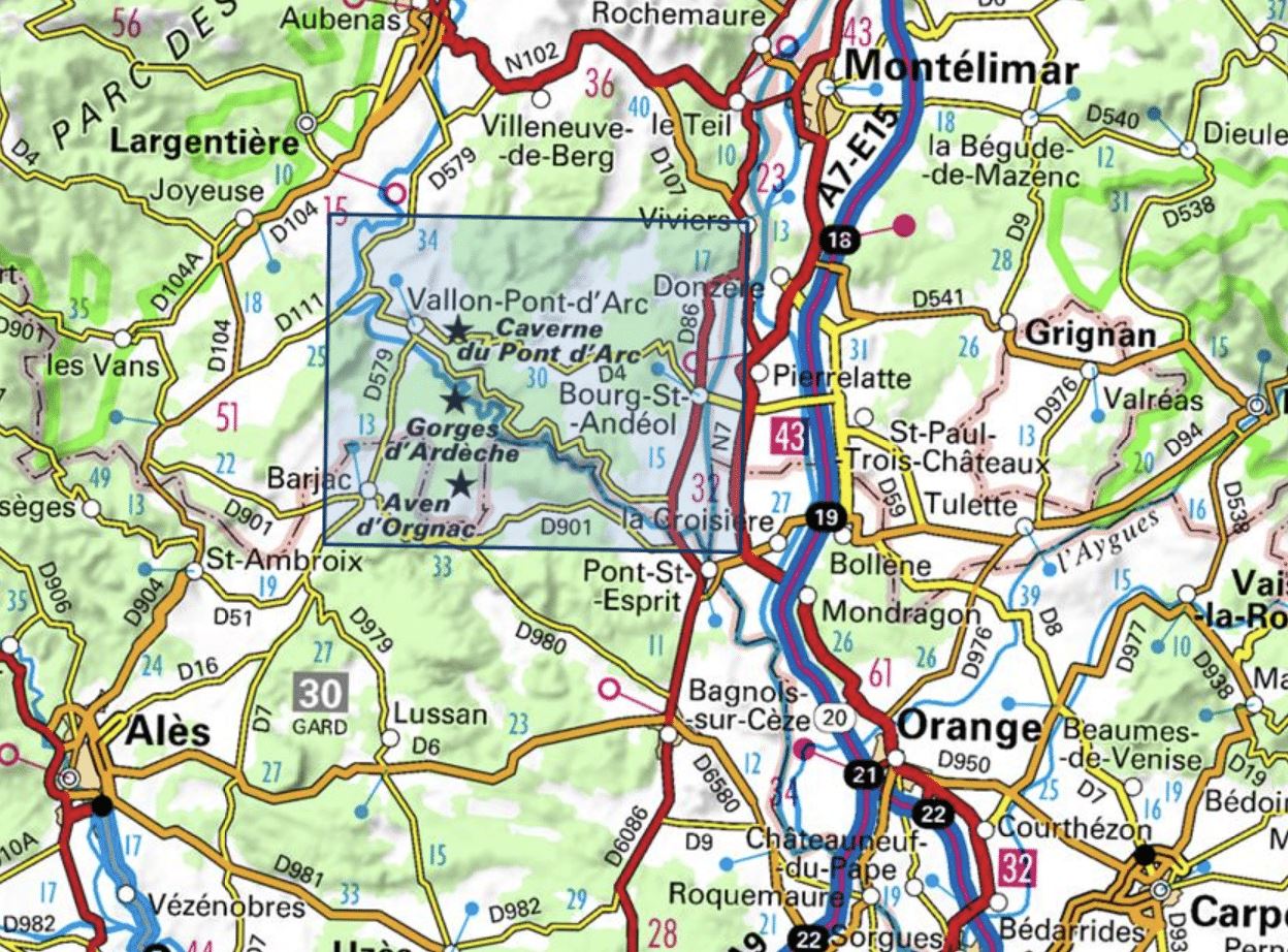 Carte TOP 25 n° 2939 OT - Gorges de l'Ardèche, Bourg-St-Andéol | IGN carte de randonnée IGN