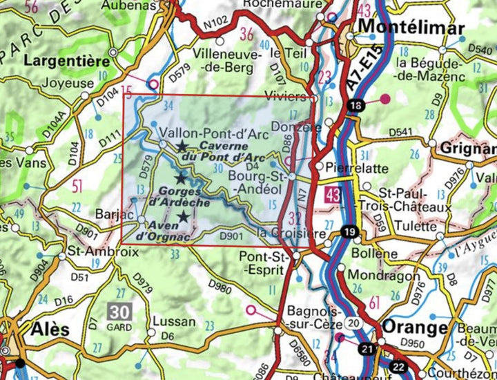 Carte TOP 25 n° 2939 OTR (résistante)- Gorges de l'Ardèche, Bourg-St-Andéol | IGN carte pliée IGN 