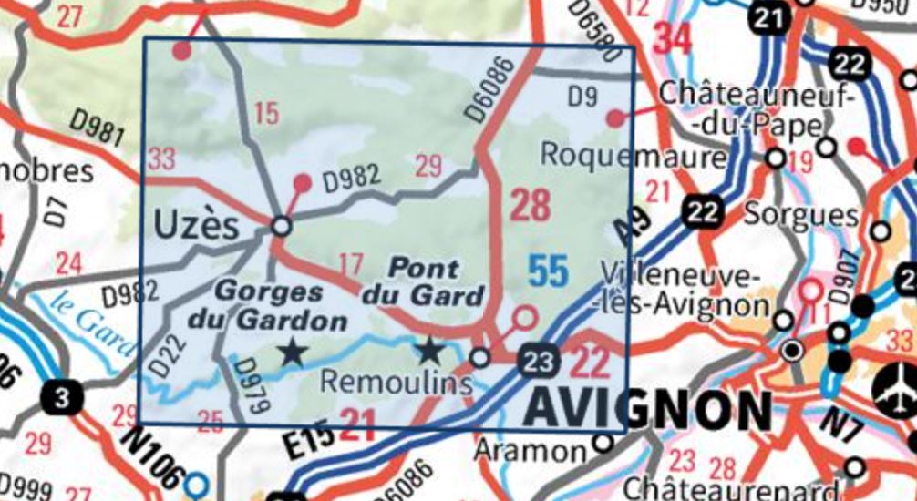 Carte TOP 25 n° 2941 OT - Uzès, Remoulins, Pont du Gard | IGN carte de randonnée IGN