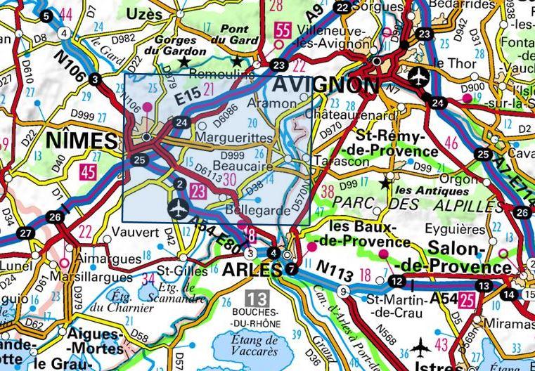 Carte TOP 25 n° 2942 OT - Nîmes, Beaucaire | IGN carte de randonnée IGN